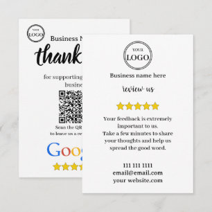 Google Review With QR Code Link Business Card