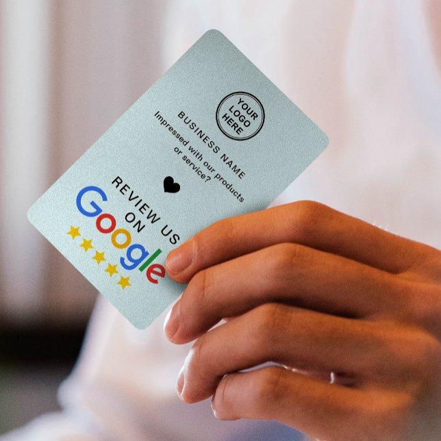 Google Review With QR Code Soft Blue  Business Card (Creator Uploaded)