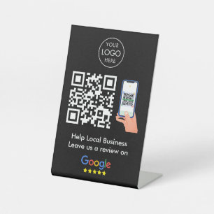 Google Reviews Business Feedback Black QR Code Pedestal Sign