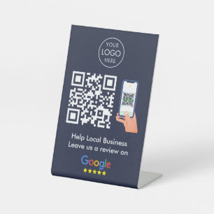 Google Reviews Business Feedback Blue QR Code Pedestal Sign