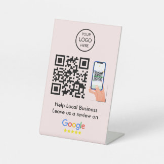 Google Reviews | Business Feedback Pink QR Code Pedestal Sign