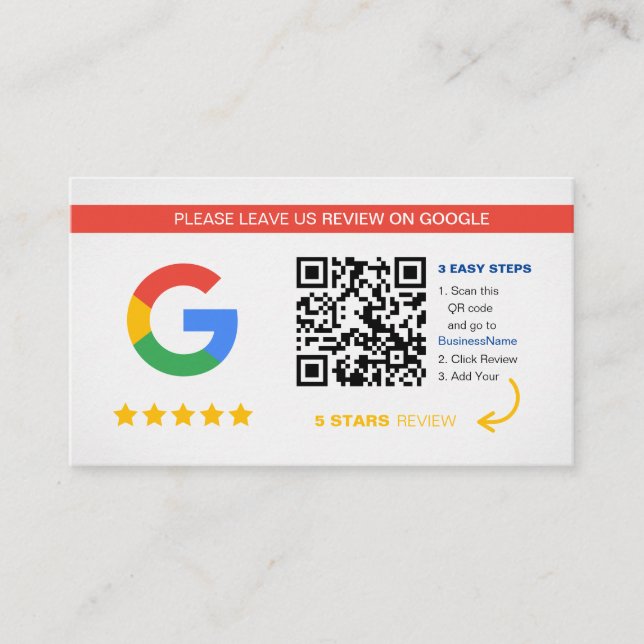 Google Reviews | Business QR Code Thank You Business Card (Front)