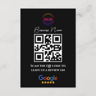 Google Reviews Business Rating Link QR Code Black Enclosure Card