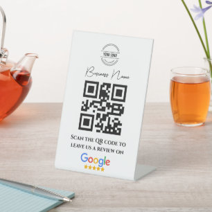 Google Reviews Business Rating Link QR Code Black Pedestal Sign
