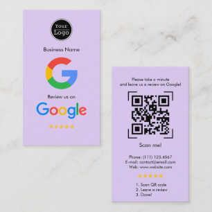 Google Reviews   Business Review Link QR Code  Card