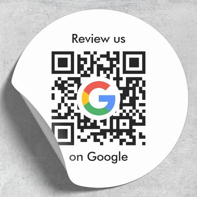 Google Reviews | Business Review Link QR Code Classic Round Sticker (Add a Google review call-to-action to order shipping parcels & business mail)