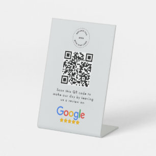 Google Reviews   Business Review Link QR Code Gray Pedestal Sign
