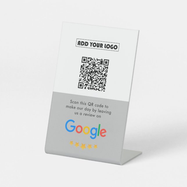 Google Reviews | Business Review Link QR Code Pedestal Sign (Front)