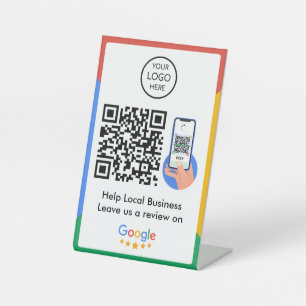 Google Reviews Business Review Link QR Code Pedestal Sign