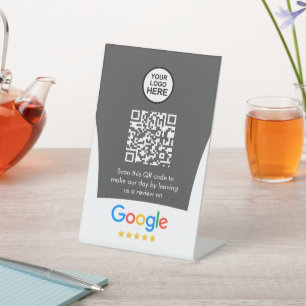 Google Reviews Business Review Link QR Code Pedestal Sign