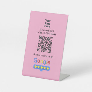 Google Reviews Business Review Link QR Code Pedestal Sign