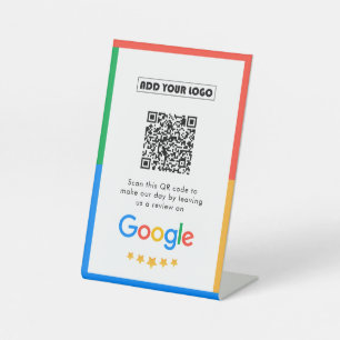 Google Reviews Business Review Link QR Code Pedestal Sign