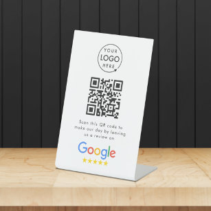 Google Reviews   Business Review Link QR Code Pedestal Sign
