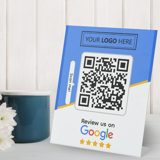 Google Reviews | Business Review Link QR Code Pedestal Sign (review us on Google)