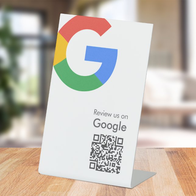 Google Reviews | Business Review Link QR Code Pedestal Sign (Gain Google reviews & grow your business with this editable call-to-action rating request signage.)