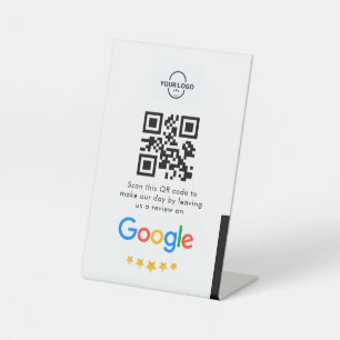Google Reviews Business Review Link QR Code Pedestal Sign