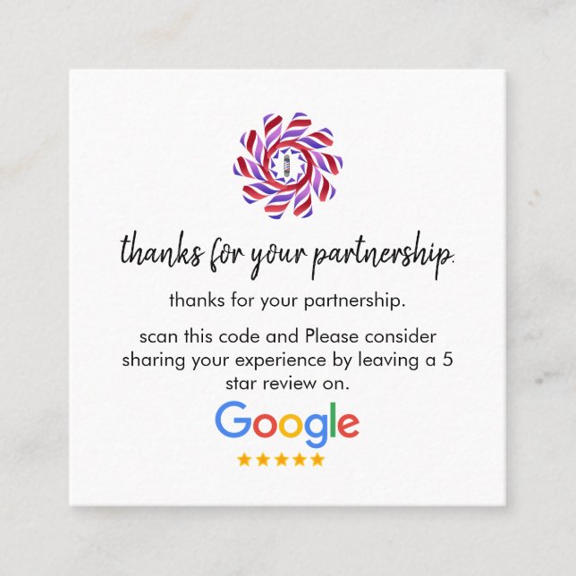 Google Reviews | Business Review Link QR Code Squa Square Business Card (Front)