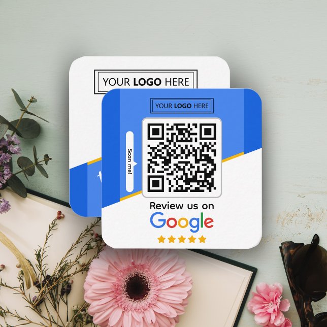 Google Reviews | Business Review Link QR Code Square Business Card (review us )