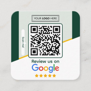 Google Reviews Business Review Link QR Code Square Business Card