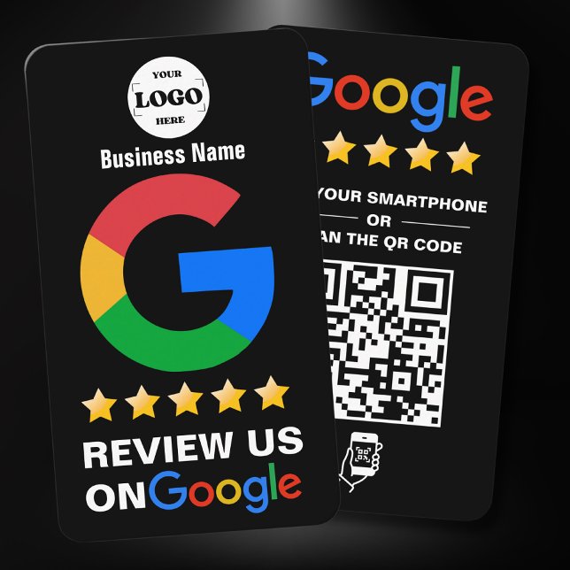 Google Reviews | Business Review Us Black QR Code Business Card (Creator Uploaded)