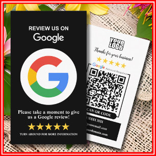 Google Reviews Business Review Us Black QR Code Business Card