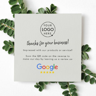 Google Reviews Business Review Us Grey QR Code B Square Business Card