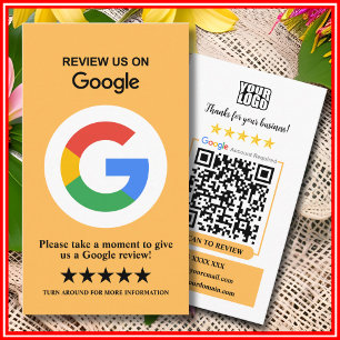 Google Reviews Business Review Us Peach QR Code Business Card