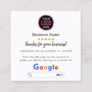 Google Reviews Business Review Us QR Square Business Card