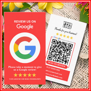 Google Reviews   Business Review Us Red QR Code  Card
