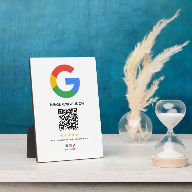 Google Reviews Easel Sign | QR Code Display Plaque (Side)