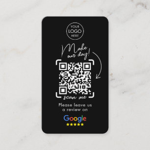 Google Reviews QR Code Black Business Review Us Card