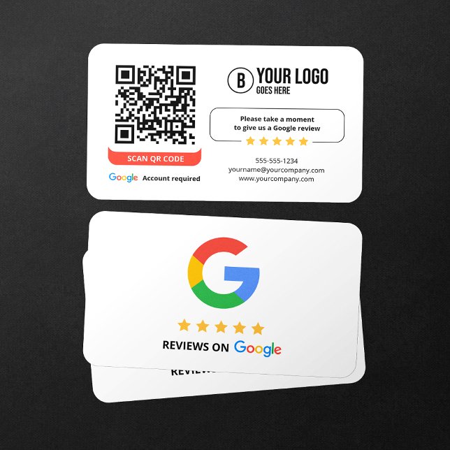 Google Reviews QR Code Rate My Business 5 Star Business Card (Creator Uploaded)