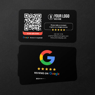 Google Reviews QR Code Rate My Business 5 Star Card