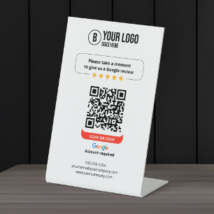 Google Reviews QR Code Rate My Business 5 Star Pedestal Sign