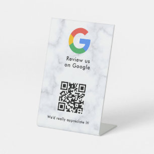 Google reviews qr code tabletop sign
