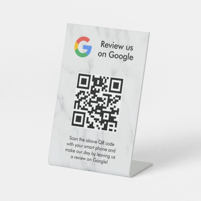 Google reviews qr code tabletop sign (Front)