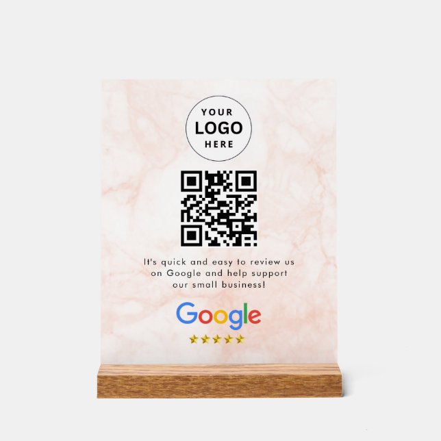 Google reviews qr code tabletop sign (Front)