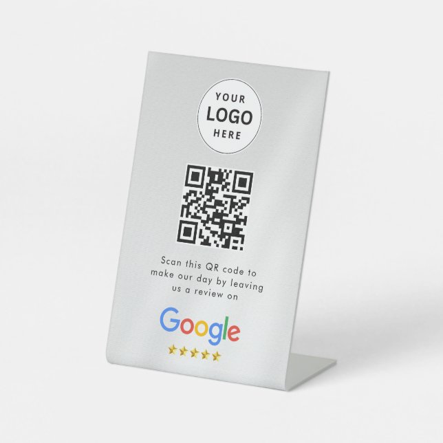Google reviews qr code tabletop sign (Front)