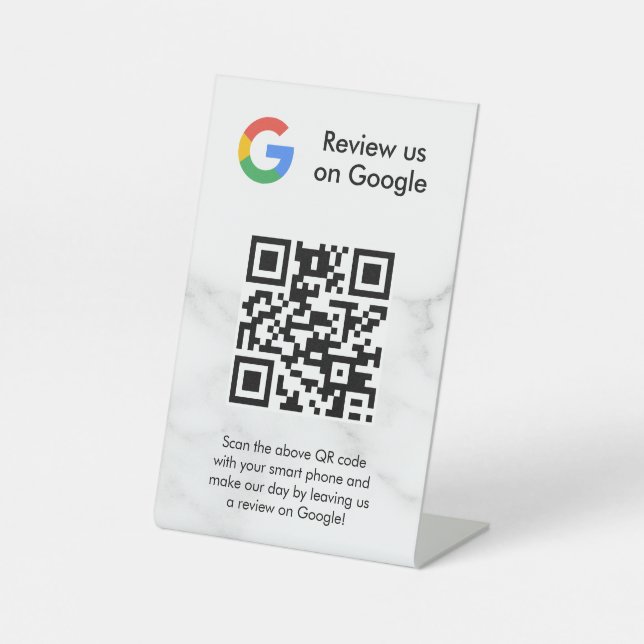 Google reviews qr code tabletop sign (Front)