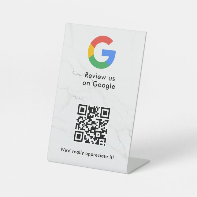 Google reviews qr code tabletop sign (Front)