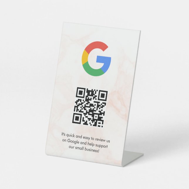 Google reviews qr code tabletop sign (Front)