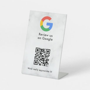 Google reviews qr code tabletop sign