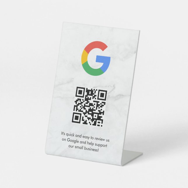 Google reviews qr code tabletop sign (Front)