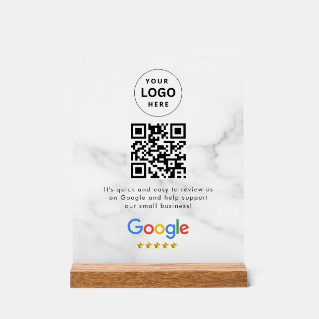 Google reviews qr code tabletop sign (Front)