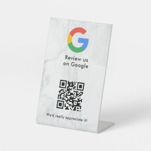 Google reviews qr code tabletop sign