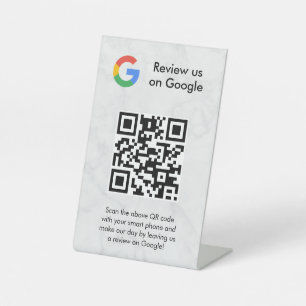 Google reviews qr code tabletop sign