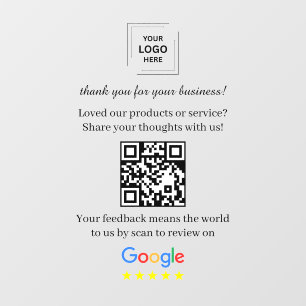 Google Reviews QR Code Window Cling Vinyl Decal