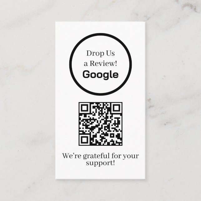 Google Reviews QR | Custom Business Feedback Link Business Card (Front)
