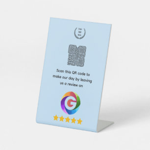 Google Reviews Tabletop Sign QR Code Pedestal