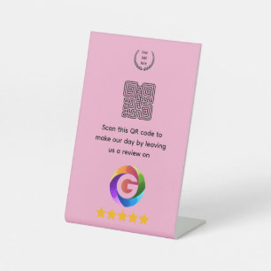 Google Reviews Tabletop Sign   QR Code Pedestal